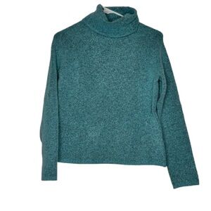 Sigrid Olsen Vintage 90s Teal Turtleneck Women's Sweater Marled Textured small s